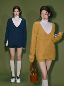 OIOI ESSE | Bộ Áo Sweater Knit Dáng Rộng Cổ V Dopamine