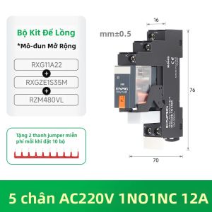 ENMG | Bộ Rơle Điện Từ Trung Cấp ENMG RXG 24VDC LED 8 Chân 5 Chân 220VAC Cổng Cắm Có Chức Năng Chống Sét 2NO 2NC DIN35mm