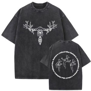 Bandai | Washed Vintage Anime Chainsaw Man Reze Graphic T-shirt Men Women Manga Casual Streetwear Mens Retro Cotton T Shirts