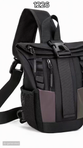 Multifunctional Sling Bag Tactical Hip Hop Style Crossbody Bag Adjustable Straps Buckles Reflective Roll Top Closure