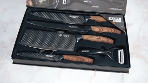 Knife set 6 piece set original high quality set with wooden handle non-stick cooking kitchen knife with cutting board