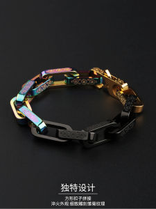 Titanium Steel Bracelet Mens Chunky Non-fading Fashion Hip Hop Wristband Hair Stylist Jewelry Personalized Mosaic Design