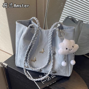 Amster Fashionable Cute Tote Bag 2025 New Womens Large Capacity Single Shoulder Handbag Casual Simple Style Soft Handle