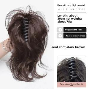Short Curly Synthetic Claw Clip Ponytail Hair Extensions For Women High Top Bun Ponytail Hairpiece High Temperature Fiber Tail