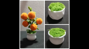 Mini plastic flowerpot for pipe cleaners mini plant design flower pot artificial moss pipe cleaner small plant DIY small plant nylon flower fabric moss Cotton moss flower base