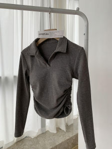 Joycebra Long Sleeves T-shirt with Chest Pad Sunderwear-Free Fall and Winter Brushed Heattech Waist-Tight Slim Looking Outerwear Top Women