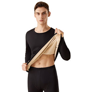 Mens Thermal Underwear Set Thickened Fleece Warmth Generating Base Layer Shirt Large Size Autumn Clothes Winter Wool Blend