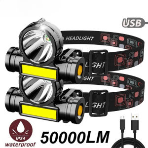 HeartsShared Super Rechargeable Headlight Cob Rechargeable Head-mounted Flashlight Led Fishing Waterproof  USB Strong Headlight
