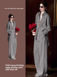 LIANGYILAILIN | Bộ Áo và Quần Xám Form Rộng Phong Cách Thư thái