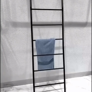 Ladder Towel Rack Bathroom Organizer Metal Storage Shelf Wall Leaning Clothes Hanger Stand for Bathroom Bedroom