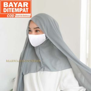 Pashmina Inner Oval 2 Meter Ceruty Inner Oval Instan Super Panjang New Normal Lubang Telinga Masker Kacamata Pastan Pasmina Kerudung Jilbab Hijab Langsung Pakai