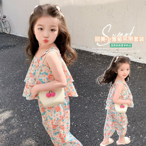 ชุดสูท ลายดอกเดซี่ สองชิ้น แฟชั่นฤดูร้อน สําหรับเด็กผู้หญิง【HALOLO】