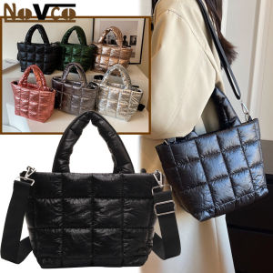 Novco Quilted Tote Bag for Women Handbags Designer Weekender Bag Light Nylon Padded Puffer Crossbody Shoulder Bags Travel Shopper Bag