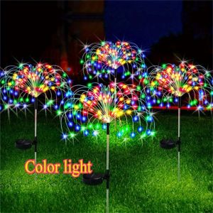1pc 200LEDs Solar Fireworks Lights Outdoor Waterproof Solar Garden Lights 8 Lighting Modes With Remote Control Decorations Light