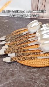 SENDOK MAKAN STENLESS MOTIF BATIK 1PACK ISI 12PCS BAHAN TEBAL