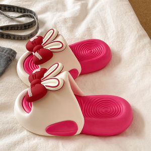 QIAOHUI | Cute Bow Bunny Ears Slipper Sandals Anti-slip Thick Sole Women Indoor Outdoor