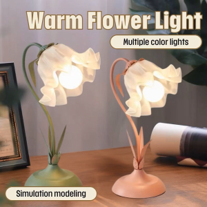 MBMSHEGH Flower Desk Lamp Bedside Night Light Touch Control 3-Color Dimmable Living Room Bedroom Study Table Lamp