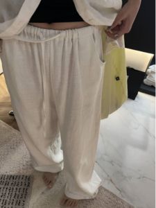 White Linen Loose High Waist Draped Casual Pants Thin Cotton Linen Wide Leg Pants Summer Commute Style Korean Version