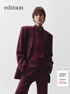 Elite Wardrobe Series Spring New Wine Red Suit Jacket Edition2025 Versatile Loose Fit Woolen Long Sleeve Single Button