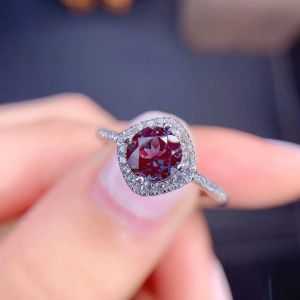 Nhẫn Alexandrite Tự Nhiên Bạc 925 Đá Đổi Màu Đá Tháng 6 Nhẫn Cưới Tinh Tế Dành Cho Nữ