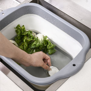 Large Size Foldable Food Grade Fruit And Vegetable Separation Drain Basket Multi Function Kitchen Sink Vegetable Washing Basin Home Use Water Drain