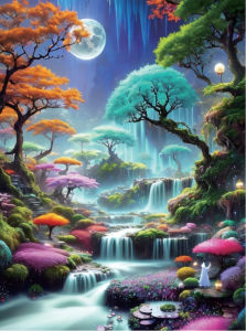 500/1000/1200/2000PCS Jigsaw Puzzle Beautiful Canyon Waterfall Moon Scene For Adults Perfect For Quiet Evening Activity