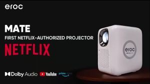 Eroc First Netflix Certified Sacmart Projector - Dolby Audio – Youtube - WiFi and Bluetooth - 4000 Lumens - Smart Proyektor Home Entertainment - Model MATE