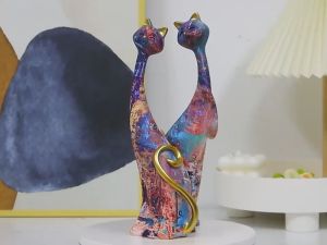 【TIANXIN MALL】 2pcs/set Cat Statues Animal Modern Sculpture Room Decoration Accessories Home Design Gift