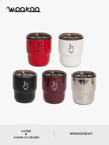 Cốc Cà Phê Bằng Thép Không Gỉ 260ml Wookoo Cốc Đi Bộ Có Nắp Cốc Đựng Cà Phê Hình Chữ Nhật Phong Cách INS Giá Trị Thẩm Mỹ Cao