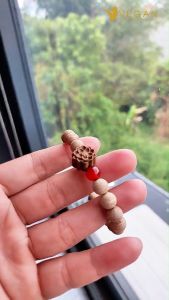 Vòng tay Vegan Trầm Hương Thuần Chay tốc kiến mix Sen - Đá Đỏ 8mm