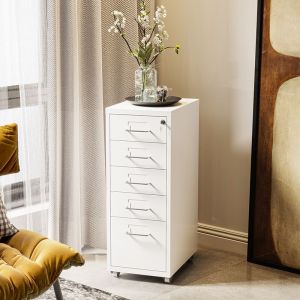 5-Drawer Metal Filing Cabinets | with Casters and Lock | for Home Office and School | 41x28x69cm Motida