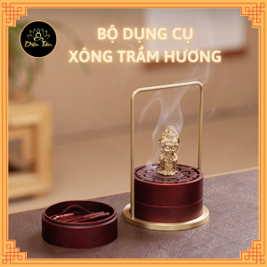 Lư đồng xông trầm hương hộp Bộ dụng cụ xông trầm hương hình phật quan âm bằng đồng nguyên chất shop Diệu Tâm
