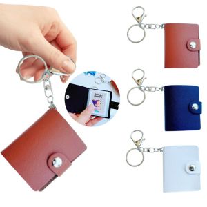 JIYAN2866 2 Inch Mini Photo Album with Keychain Snap Button Design Keychain Mini Album Portable 20 Pockets Name Card Book