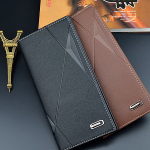 Dompet Lelaki Panjang Men Long Wallet PU Leather Card Holder Zipper Coin Pocket