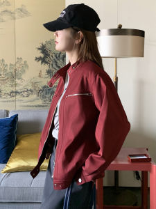 Red Casual Loose Womens Jacket Autumn 2025 New Early Small Size Short Workwear Style Top for Short Women in Autumn