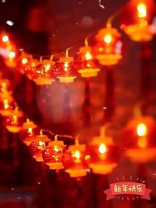 Vimite cny decoration 2025New Year LED String Of Light  Spring Festival Lantern Decoration Atmosphere Courtyard Curtain Chinese Red Lanterns Decorations Hanging Lamp 新年春节装饰