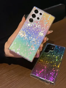 [JLK] Glitter Aurora Magnetic Acrylic Case for Samsung Galaxy S25 S24 S26 Ultra S23 S24 FE S22 Plus Laser Gradient Cover