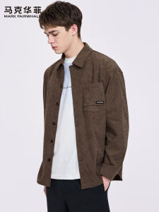 Mark Fairwhale | Waffle-textured Turn-down Collar Casual Mens Shirt Autumn Wear