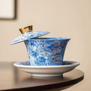 Enamel Colored Rotatable Triad Tea Bowl Ivory Porcelain