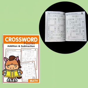 Childrens math crossword puzzle book practice addition and subtraction within 20 Christmas gift