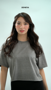Zeneya Ladies Plain Boxy Cropped Oversized Tshirt for Women Loose Fit Plus Size Trendy Tops