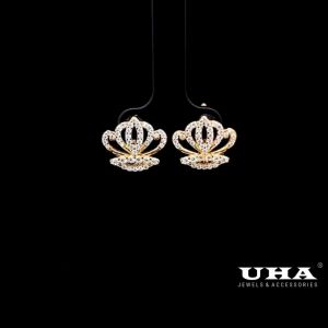 B1643 Bông tai nữ thiết kế sang trọng đính đá bagutte cao cấp sáng lấp lánh UHA