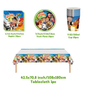Potdemiel | Cartoon La Granja Zenon Farm Theme Children Birthday Party Decoration Supplies Cup Plate Tablecloth Baby Shower Props Kids Gift
