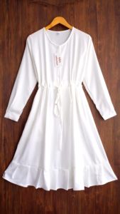Long Dress Tunik Serut Pinggang Polos Wanita By Azka Collection
