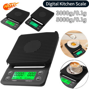Precision Coffee Dropping Scale 5kg/3kg 0.1g LCD Display With Timer High Precision Smart Electronic Waterproof Kitchen Scale