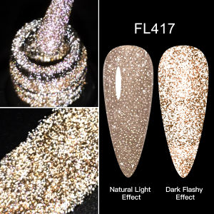 FOUR LILY 7ml Reflective Glitter Gel Nail Polish Champaign Gold Silver Nail Art Semi Permanent UV LED Gel Varnish For Manicure