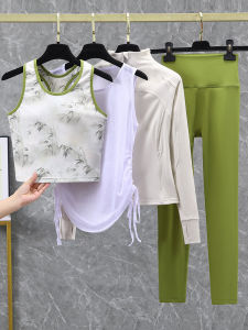 Women's Yoga Clothes Set: Summer New Style Running Sports Fitness Training Vest with Chest Pad Long Sleeve Tight Type Pants