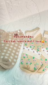 MGKS119 Kaos Kaki Wanita Motif Love Bear Coklat Kaos Kaki Pendek