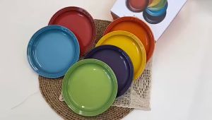 🔥FAST SHIPPING🔥 23cm Rainbow Round Ceramic Plate Set 6 Pieces Set | Rice Noodle Plate Dapur Pinggan 碗