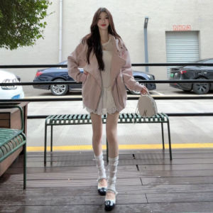 CHANGTONG | Áo Khoác Hooded Thời Trang Màu Hồng cho Mùa Xuân